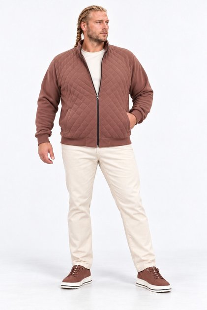 Large Size Zippered Cardigan Diamond 23281 TABA