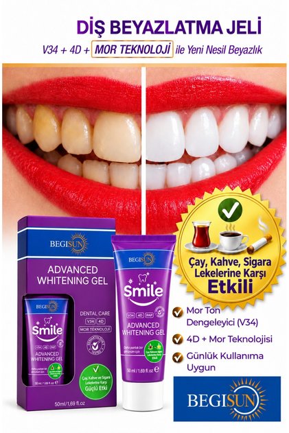 Begisun V34 + 4D |   Advanced Formula Teeth Whitening Gel with Purple Technology