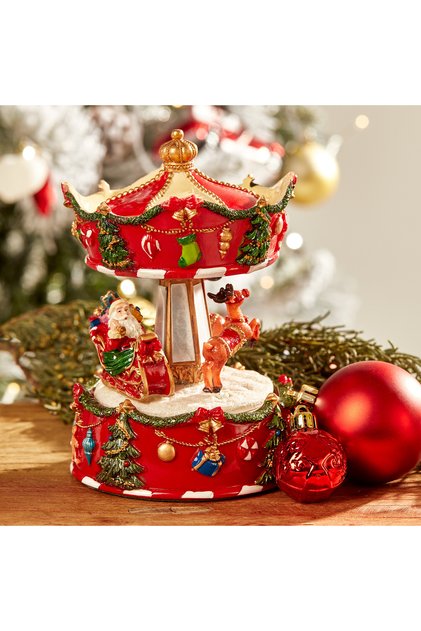 New Year Yılbaşı Carousel Müzikli Obje 15 cm