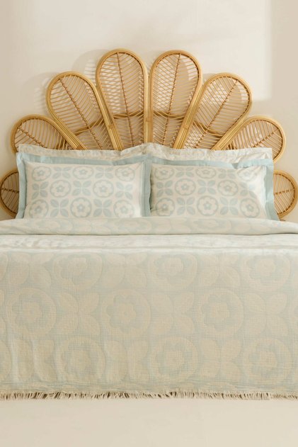 Shayla Blue Printed Muslin Double Pique Set