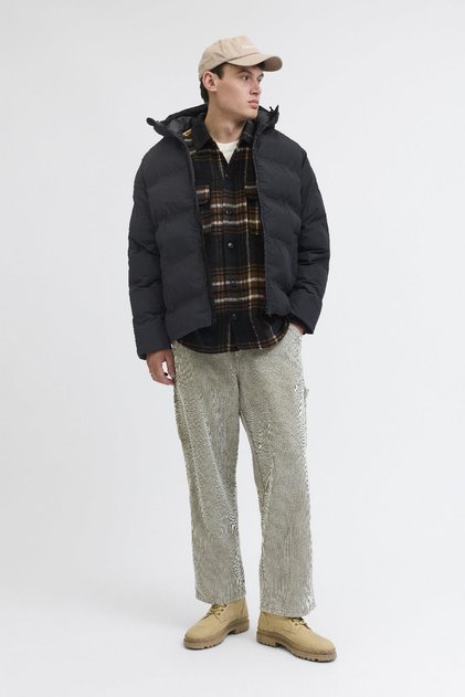 Men's Jjesoho Hooded Puffer Jacket – Black, High Quality, Zippered, Long Sleeve, Winter Puffer Coat.