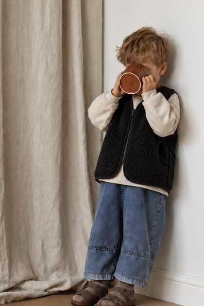 Unisex Children's Plush Vest with Zipper Pockets