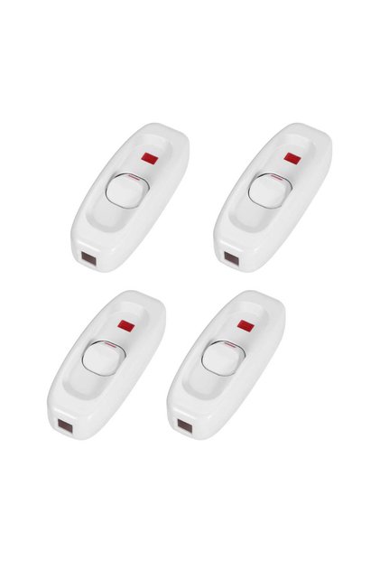 4pcs White 4pcs Appliance Switch AC 250V 10A Inline Foot Cord Switch ON/OFF Rocker Switch Feed-Throu