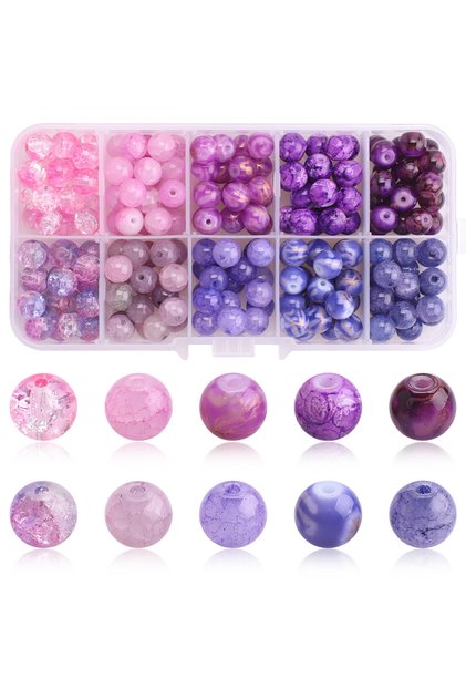 10G8MMJBSHZ05 200Pcs/Box 8mm Crystal Glass Crackle Round Bead Imitation Jade Natural Stone For DIY M