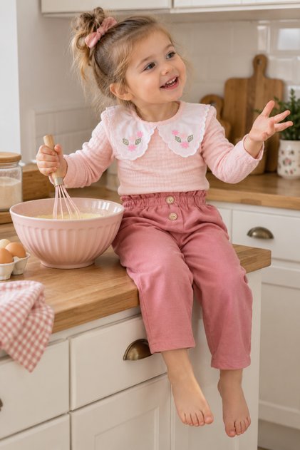 1-3 Years Old Baby Girl Kids Snap Fastener Badi Pants Stylish Bottom Top 2-Piece Set Eid 2327