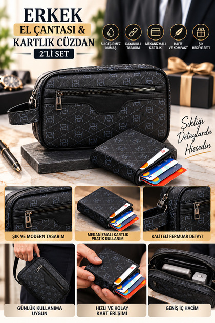 Patterned Vegan Leather Portfolio Clutch Shaving Men's Handbag Patterned Wallet Card Holder Frid
