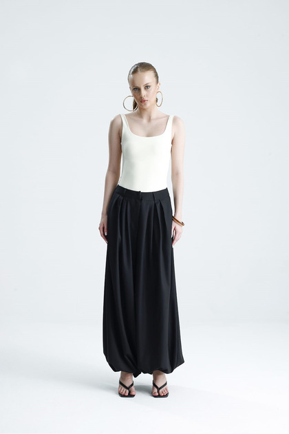 Sole Black Trousers with Elastic Cuffs