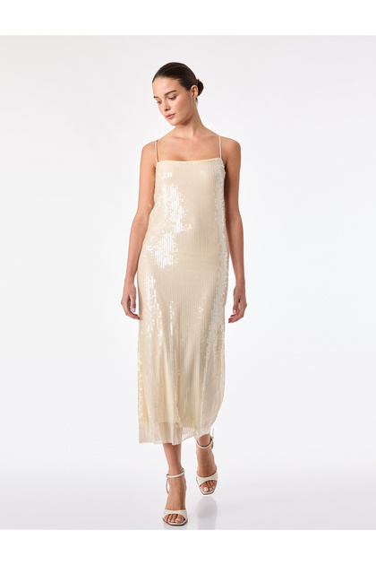 Slim Fit Rope Strap Sequined Long Bodycon Dress