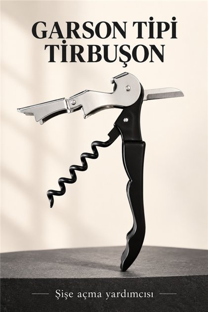 Profesyonel Tirbüşon Pratik Sağlam Garson Tip Açacak Kesici Tirbuşon