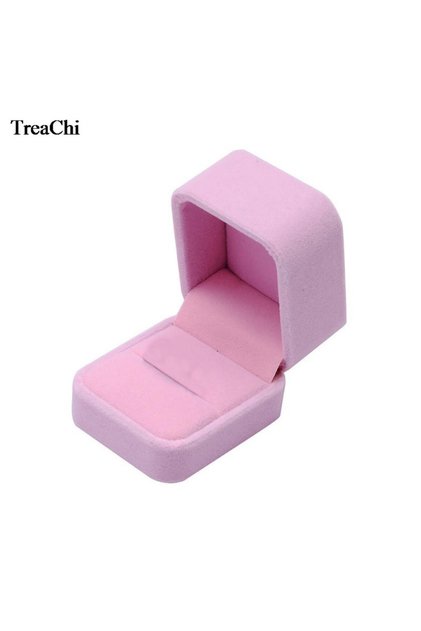 Ring Box Elegant Pink Velvet Jewelry Box Ring Box Wedding Earrings Necklace Bracelet Storage Organiz