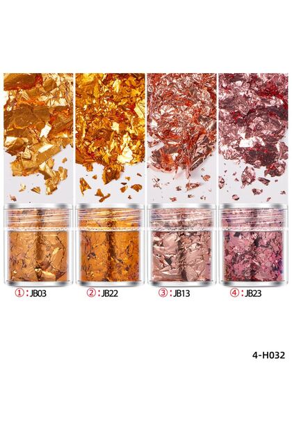 06 4Bottles/Set Gold Foil Leaf Flake Craft For Epoxy Resin Mold Jewelry Making Decoration Gold Foil