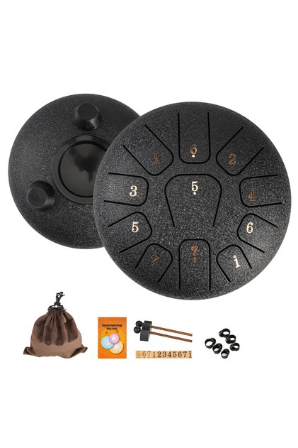 Black 6 Inchs Miwayer 6" Steel Tongue Drum Gift Set | 11-Note Sound Healing Instrument w/Tuning Kit
