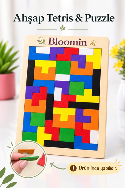 Ahşap Tetris Blok Puzzle Zeka Oyuncağı Montessori Beceri Gelişimi El Beceri Oyuncağı