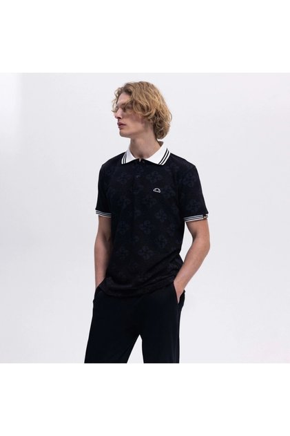 Cotton Black Men's Polo Neck T-Shirt 5Sm5381