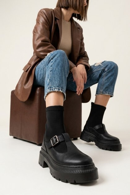 Zri̇n-236-2034 Premium Black Stretch Women's Boots