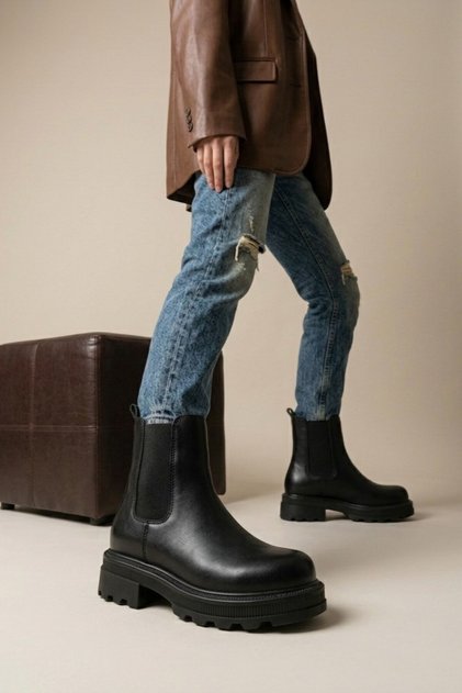 Zri̇n-745-2137 Premium Black Orthopedic Insole, Laceless Women's Boots.