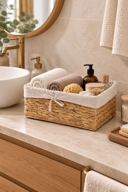 Small Size Sturdy Organizer/Basket with Wicker Inner Protection