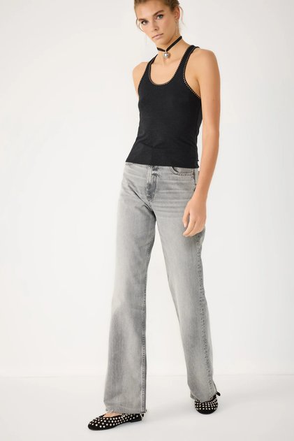 Women's Stone Embroidered Athlete Crew Neck Top