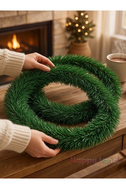 New Year 10 Meters Pine Garland Green Spiral Wire