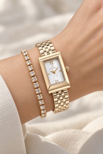 Original Women's Watch - 3 Atm Water Resistant - Gold-Colored Steel Strap - Japanese Movement - 2-Year Warranty - Stylish Gift Boxed Wristwatch Hmby2095C3