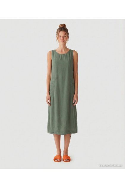 Relaxed Fit Crew Neck Sleeveless Dress