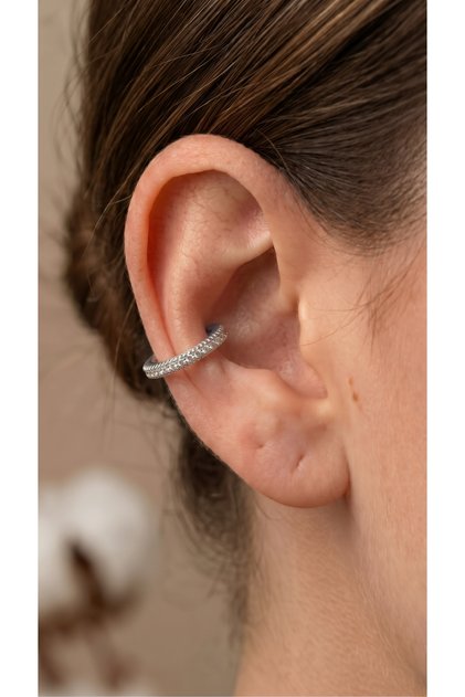 Silver Waterway Zircon Earcuff Adjustable Earrings