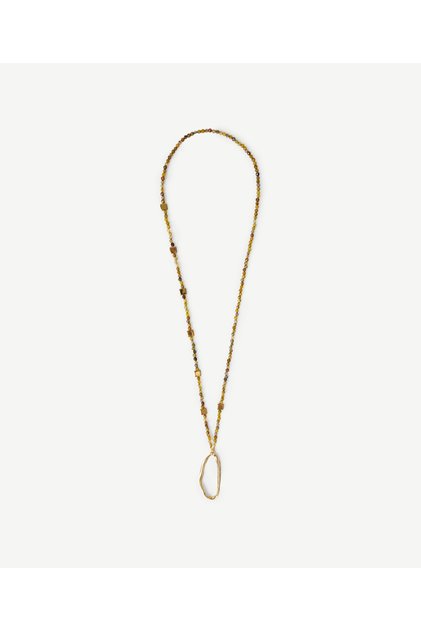 Hematite and Agate Sequential Long Necklace