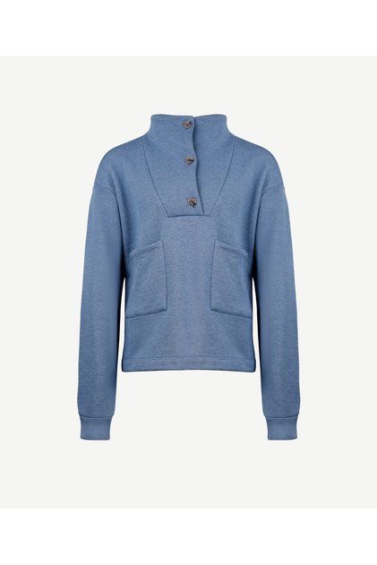 Ön Cep Detaylı Dik Yakalı Sweatshirt