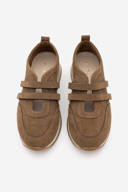 Women's Suede Mary Jane Double Strap Retro Casual Sports Ballerina Sneaker Shoes Golyate Tobacco Brown Suede