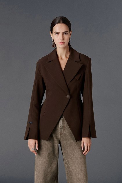 Kruvaze vücuda oturan blazer - Premium Collection