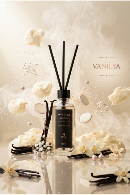 Premium Vanilya Kokulu Bambu Çubuklu Oda Kokusu 100 ml Beyaz Şişe