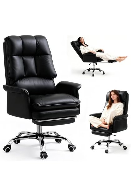 Gaming Chair Ergonomic Office Chair with Extendable Footrest and PU Wheels Home Computer Chair with Armrests and Adjustable Lumbar Support for Home Office Study Room