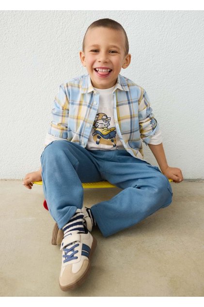 Boys' Checked Shirt, BLUE