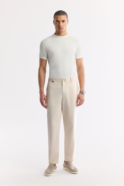 Erkek Bej Yandan Cepli Beli Lastikli Soft Touch Comfort Slim Fit Pantolon A51Y3217