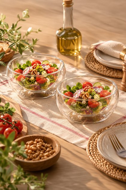 434 Double Walled 2-Piece Presentation Bowl Presentation Container Snack Bowl Salad Bowl 300ml