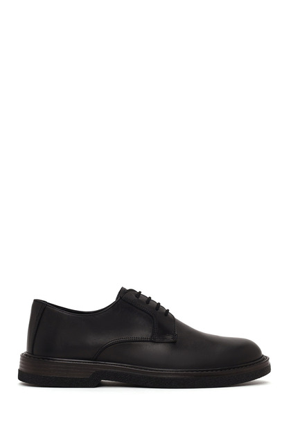 Men's Black Lace-Up Leather Casual Shoes Wm600021Dv