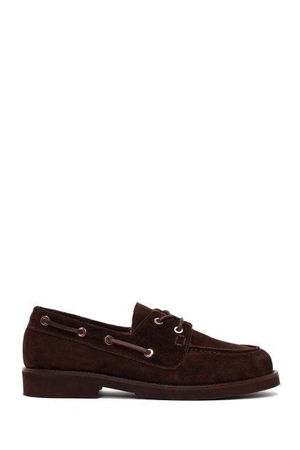 Women's Brown Lace-Up Suede Leather Casual Shoes Af220007Ds