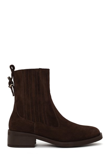 Women's Brown Buckle Suede Leather Chelsea Boots Wf180029Ds