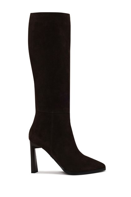 Women's Brown Zippered Heeled Suede Leather Boots Af530003Ds