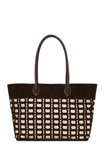Women's Brown Patterned Suede Leather Shoulder Bag 26Sbd254210