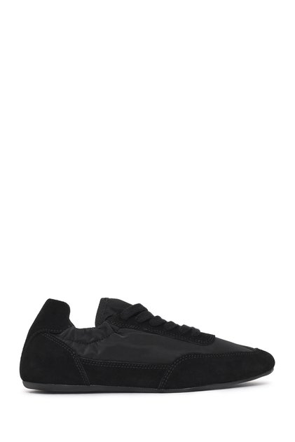 Women's Black Lace-Up Leather Sneaker 26Pfd552914