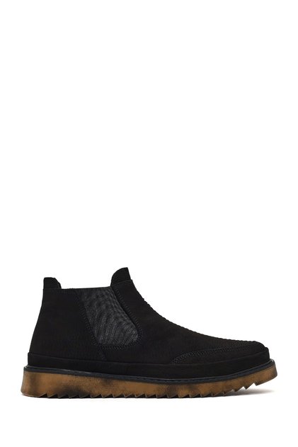 Men's Black Nubuck Leather Chelsea Boots Wm822002Dn