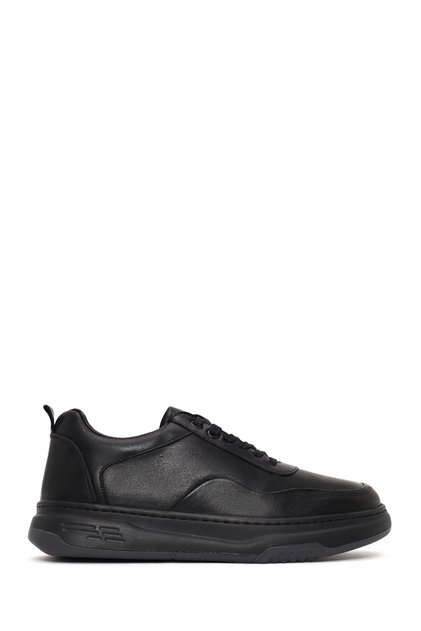 Men's Black Lace-Up Thick Soled Leather Sneaker Wm790008Dv