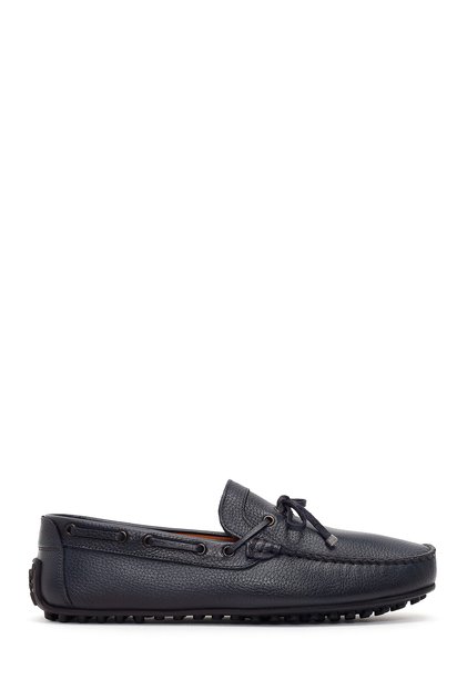 Men's Navy Blue Tasseled Leather Loafers 26Sfd7548Ft