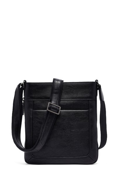 Men's Black Long Strap Leather Messenger Bag 25Sbd3017Ft