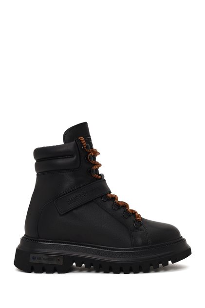 Women's Black Angelhard Lace-Up Leather Boots 021Z100010
