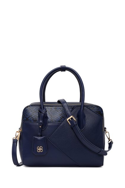 Women's Navy Blue Long Strap Printed Shoulder Bag Ab150011Sk