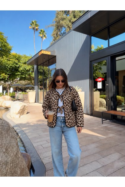 Quilted Front-Tie Jacket - Leopard | F1784 - Leopard