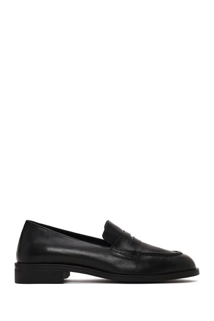 Women's Black Leather Loafer Af180020Dv