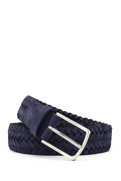 Men's Navy Blue Knitted Leather Belt 000A2D1306129